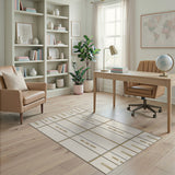 Gold-Outline Beige Geometric Area Rug