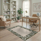 Ornate Vine Leaf Border Area Rug