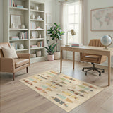 Beige Coastal Surfboard Washable Area Rug