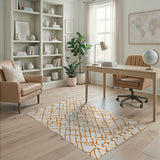 Orange Burnt Orange Geometric Trellis Area Rug