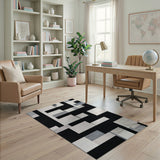 Black White Geometric Modern No. 8 Area Rug