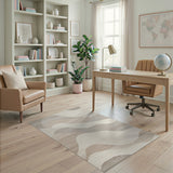 Beige and Neutral Abstract Wavy Neutral Area Rug