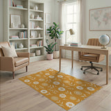 Orange White Daisy Floral Area Rug