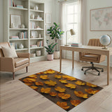 Golden Autumn Maple Leaves Area Rug