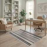Bold Striped Bold Black White Striped Geometric Area Rug