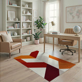 Bold Red and Orange Geometric Modern Area Rug