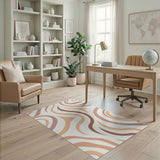 Wavy Abstract Beige Area Rug