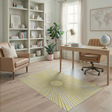 Gold and Silver Golden Sunburst Geometric Area Rug
