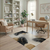 ODIKA Washable Tropical Palm Leaf Modern Abstract Low Pile Area Rug - Non-Slip & Pet Friendly