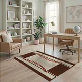Baseball Stitch Brown Tan Area Rug