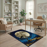 Moonlit Pine Tree Starry Night Area Rug