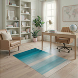Teal Ombre Gradient Stripe Area Rug
