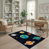 Kawaii Smiley Planets Solar System Area Rug