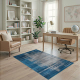 Blue Teal Distressed Abstract Area Rug