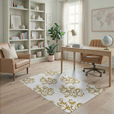Elegant Gold Arabesque Pattern Area Rug