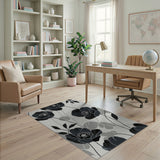 Black Poppy Floral Area Rug