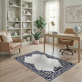 Blue and Teal Traditional Persian Navy Blue Ornate Persian Border Area Rug