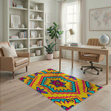 Vibrant Yellow Star Geometric Area Rug