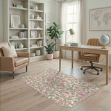 Pink Floral Vintage Washable Pink Area Rug
