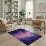 Purple Galaxy Mountains Area Rug
