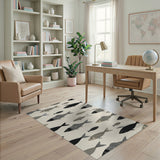 Stylized Black Fish Pattern Area Rug