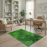 Lush Green Leaf Pattern Area Rug