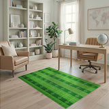 Green Woven Heritage Tribal Rug with Tree Motifs