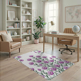 Purple Floral Bloom Area Rug