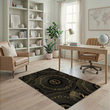 Gold Musical Notes Vinyl Record Area Rug