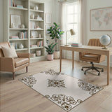Ornate Floral Vintage Beige Area Rug