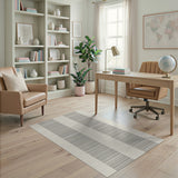 Modern Beige Grey Vertical Stripe Area Rug