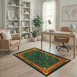 Vibrant Geometric Green Multi-Color Area Rug