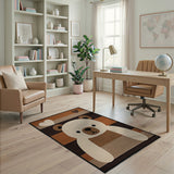 Adorable White Bear Hearts Brown Tan Striped Rug
