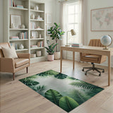 Lush Monstera Palm Leaf Area Rug