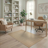 Beige Checkered Woven Area Rug