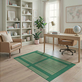 Green Gingham Plaid Border Area Rug