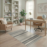 Black White Horizontal Striped Area Rug