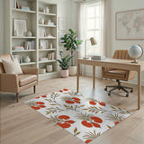 Vibrant Red Persimmon Fruit Pattern Area Rug