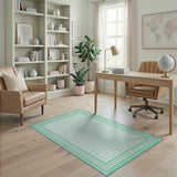 Green Green Lattice Geometric Area Rug