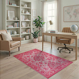 Ornate Pink Floral Persian Rug