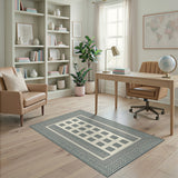 Blue Greek Key Geometric Area Rug