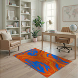 Vibrant Swirling Orange Blue Abstract Area Rug
