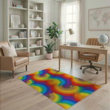 Vivid Rainbow Swirl Abstract Area Rug