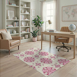 Pink Pink Floral Medallion Vintage Area Rug