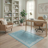 Floral Vintage Teal Blue Floral Vintage Area Rug