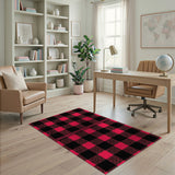 Bold Red Black Buffalo Check Rustic Farmhouse Area Rug