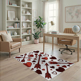 Playful Red Hearts Arrows Area Rug