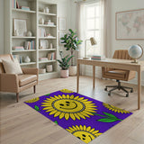 Cheerful Smiling Sunflowers Area Rug