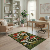 Whimsical Red Mushroom Cluster Area Rug
