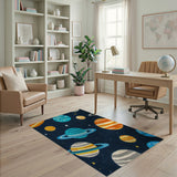 Starry Planets Space Adventure Kids Rug